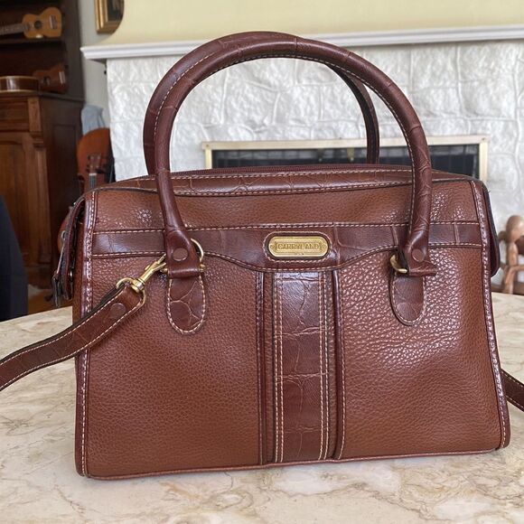 Vintage Carryland USA Brown Leather Satchel Convertible Shoulder Bag - Picture 5 of 12